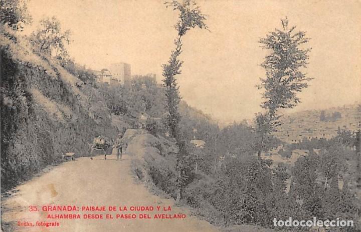 Postales: GRANADA.- PAISAJE DE LA CIUDAD Y LA ALHAMBRA DESDE EL PASEO DEL AVELLANO