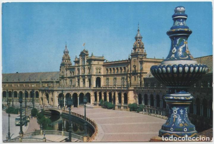 Postales: N&ordm; 1035.SEVILLA. Plaza de Espa&ntilde;a. 1963. Ed. HELIIOTIPIA ART&Iacute;STICA ESPA&Ntilde;OLA