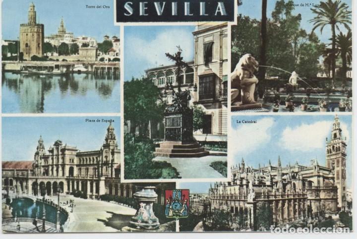 Postales: N&ordm; 3-SEVILLA. Torre del Oro. Parque M&ordf; Luisa. Plaza... Escrita en 1962. Ed. HELIOTIPIA ART&Iacute;STICA ESP