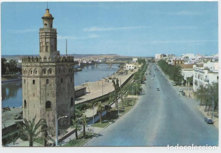 Postales: N&ordm; 1.106-SEVILLA. Torre del Oro y Paseo de Col&oacute;n. Escrita en 1963. Ed. HELIOTIPIA ART&Iacute;STICA ESPA&Ntilde;OLA