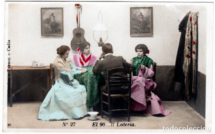 Postales: PRECIOSA POSTAL - CADIZ - EL 90...&iexcl;&iexcl; LOTERIA - COLECCION TREBOL - N&ordm;. 27