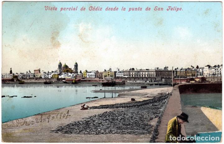 Postcards: PRECIOSA POSTAL - VISTA PARCIAL DE CADIZ DESDE LA PUNTA DE SAN FELIPE
