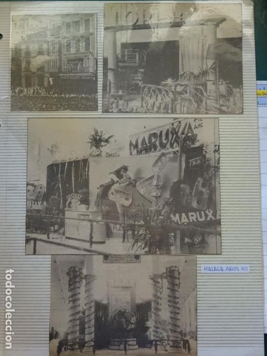Postais: 4 FOTOS FOTOGRAF&Iacute;AS DE M&Aacute;LAGA A&Ntilde;OS 40. RECORTES PERI&Oacute;DICOS. JUNTA DEFENSA DE LA PASA MOSCATEL