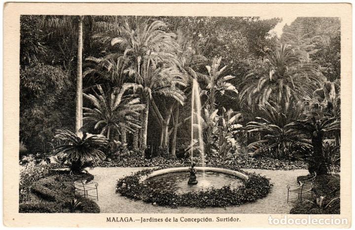 Postales: BONITA POSTAL - MALAGA - JARDINES DE LA CONCEPCION - SURTIDOR