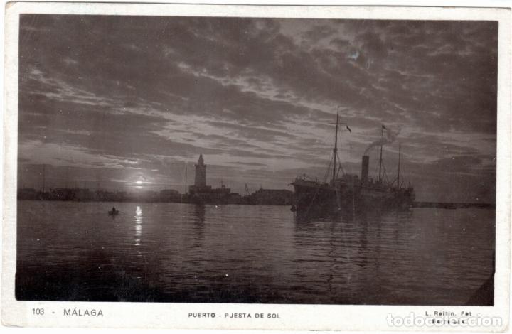 Postales: BONITA POSTAL - MALAGA - PUERTO - PUESTA DE SOL