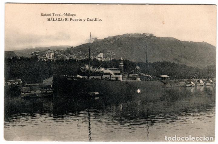 Postales: BONITA POSTAL - MALAGA - EL PUERTO Y CASTILLO - RAFAEL TOVAL - MALAGA