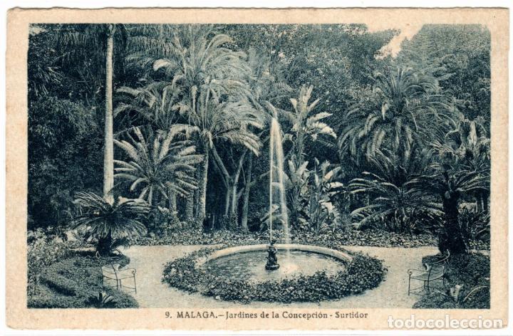 Postales: BONITA POSTAL - MALAGA - JARDINES DE LA CONCEPCION - SURTIDOR
