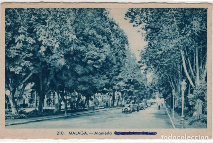 Postales: BONITA POSTAL - MALAGA - ALAMEDA (GENERALISIMO FRANCO-TACHADO)