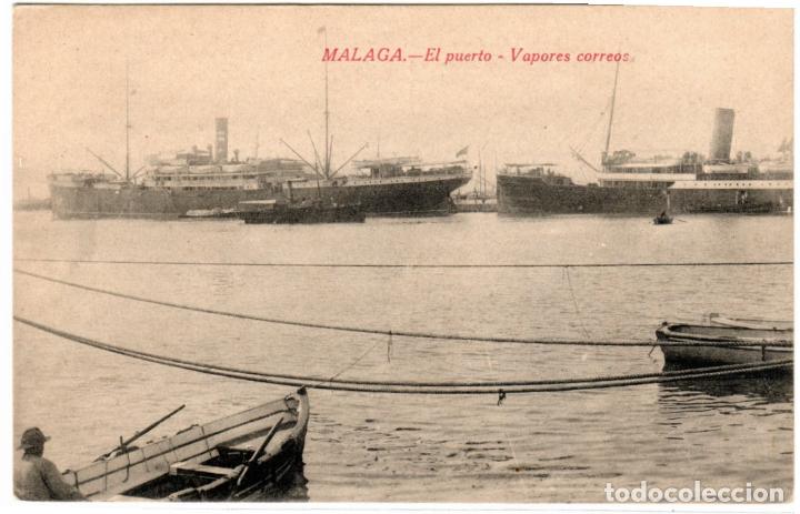 Postales: BONITA POSTAL - MALAGA - EL PUERTO - VAPORES CORREOS - EDITOR RAFAEL TOVAL