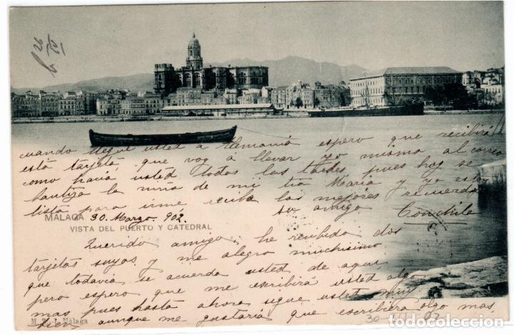 Cartoline: PRECIOSA POSTAL - MALAGA - VISTA DEL PUERTO Y CATEDRAL - M.Z.- L - MALAGA