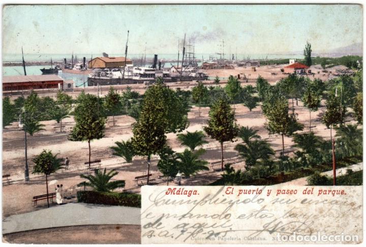 Postales: PRECIOSA POSTAL - MALAGA - EL PUERTO Y PASEO DEL PARQUE