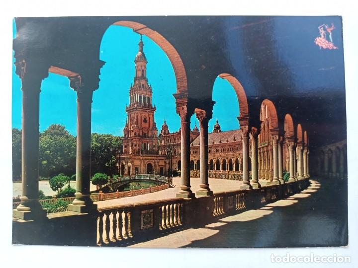Postales: TARJETA POSTAL. N&ordm; 526. SEVILLA. GALERIA DE LA PLAZA DE ESPA&Ntilde;A. A&Ntilde;O 1965 CIRCULADA. BEASCOA