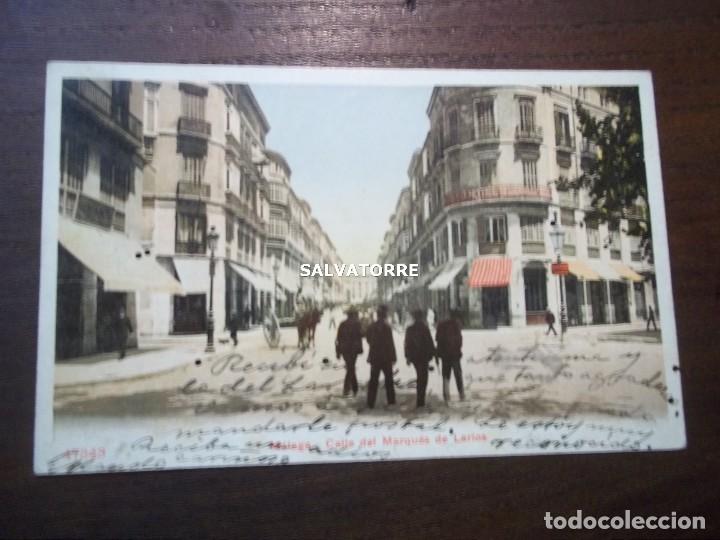 Postales: POSTAL MALAGA.CALLE MARQUES DE LARIOS.1908.CIRCULADA LUIS BERTRAN DE LIS. MILITAR.17343. SIN DIVIDIR