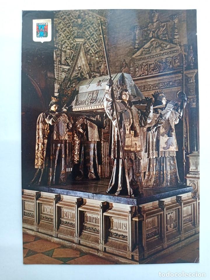 Postales: TARJETA POSTAL. N&ordm; 294. CATEDRAL DE SEVILLA. MONUMENTO DE COLON. PANTEON. ED. DOMINGUEZ