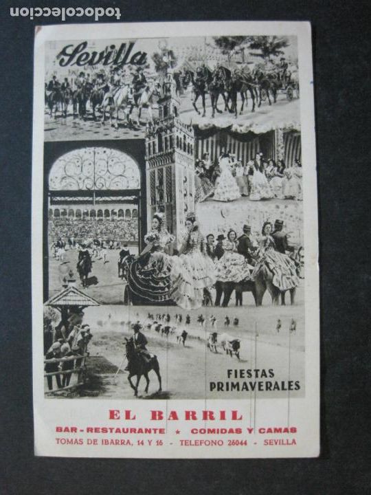 Postales: SEVILLA-FIESTAS PRIMAVERA-EL BARRIL-RESTAURANTE-PUBLICIDAD-POSTAL ANTIGUA-(75.319)