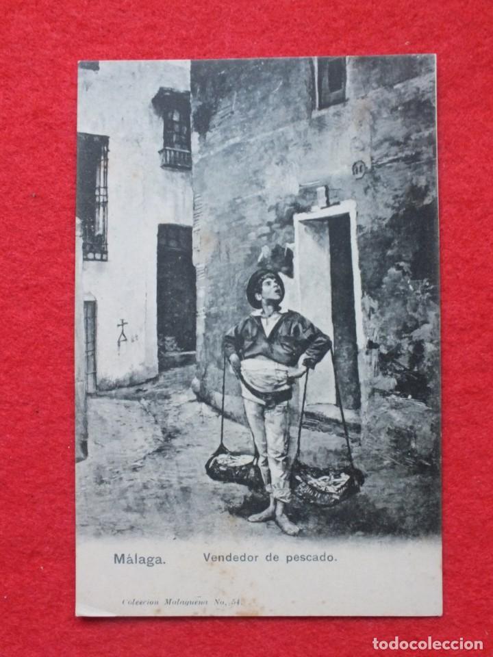 Postales: TARJETA POSTAL DE MALAGA VENDEDOR DE PESCADO COLECCION MALAGUE&Ntilde;A N&ordm; 54 SIN CIRCULAR