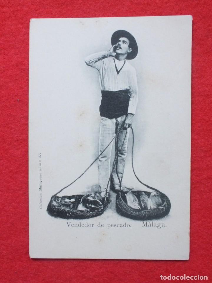 Postales: TARJETA POSTAL DE MALAGA VENDEDOR DE PESCADO COLECCION MALAGUE&Ntilde;A N&ordm; 47 SIN CIRCULAR