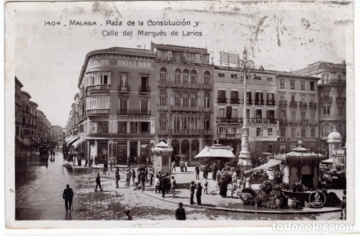 Postales: PRECIOSA POSTAL FOTOGRAFICA - MALAGA - PLAZA DE LA CONSTITUCION Y CALLE DEL MARQUES DE LARIOS