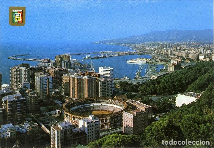 Postales: N&ordm; 2. M&Aacute;LAGA. Plaza de Toros y Puerto. ED. DOMINGUEZ