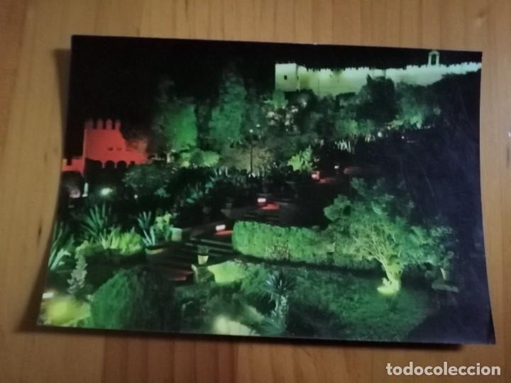 Postales: POSTAL - ALMERIA - JARDINES DE LA ALCAZABA - NOCTURNA.