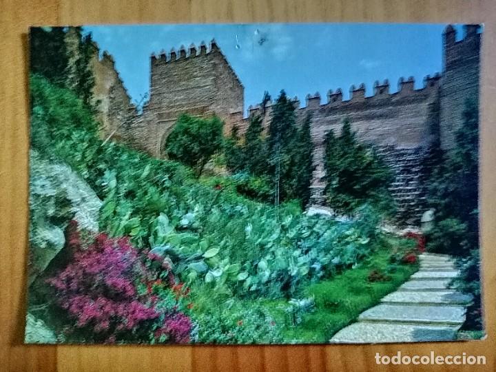 Postales: POSTAL - ALMERIA - JARDINES Y MURALLA DE LA ALCAZABA.