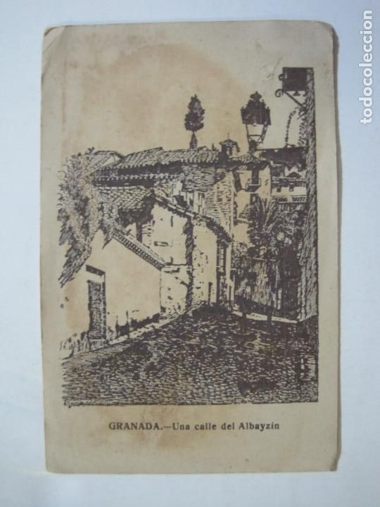 Postales: GRANADA-UNA CALLE DE ALBAYZIN-PUBLICIDAD CALCIOCOLINA FERMART-POSTAL ANTIGUA-(76.571)