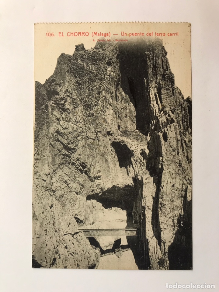 Postales: EL CHORRO (Malaga) Postal No.106, Un puente del ferrocarril. Foto L. Ro&iacute;sin (a.1929) Circulada
