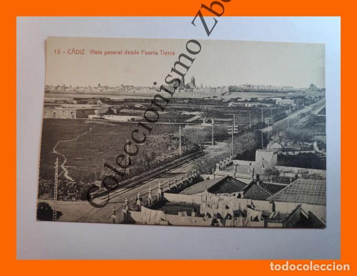 Postales: Tarjeta Postal de Cadiz - Vista general desde Puerta Tierra (n&ordm;13 Fototipia Thomas)