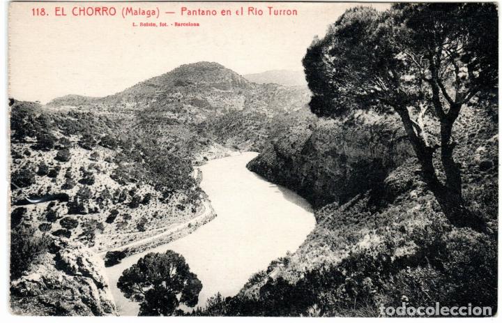 Postales: BONITA POSTAL - EL CHORRO (MALAGA) - PANTANO EN EL RIO TURRON