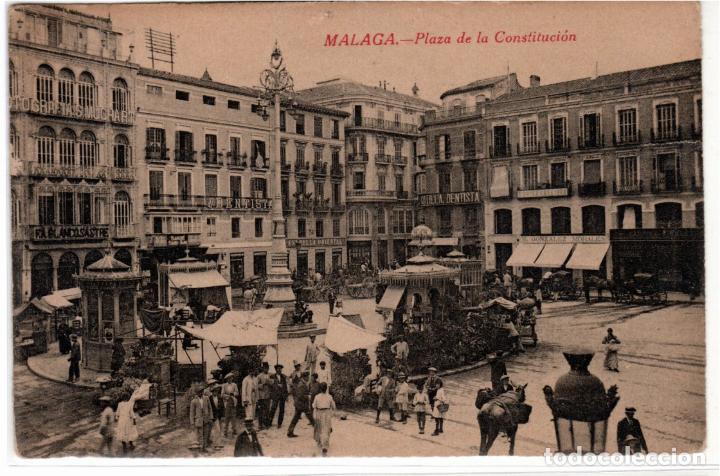 Postais: PRECIOSA POSTAL - MALAGA - PLAZA DE LA CONSTITUCION - EDICION FERRER ESCOBAR
