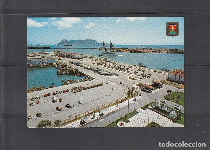 Postales: 189 ALGECIRAS, VISTA DEL PUERTO AL FONDO EL PE&Ntilde;ON DE GIBRALTAR