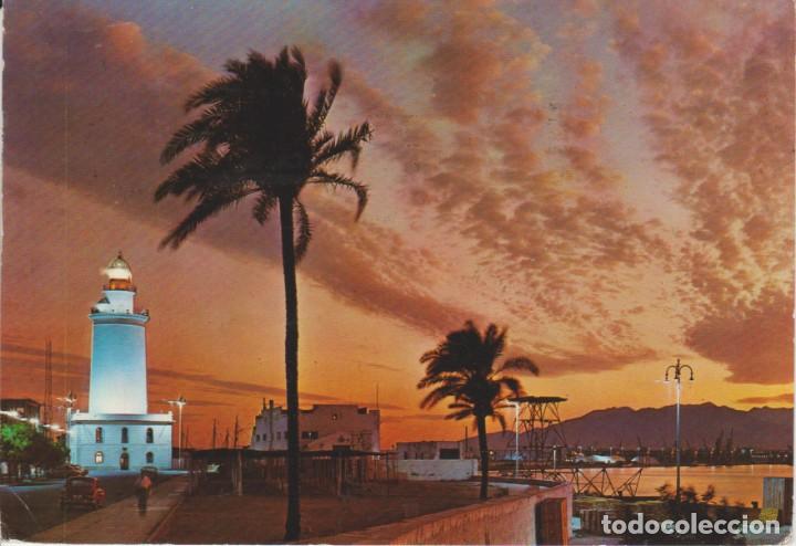 Postales: (1077) MALAGA. PASEO DE LA FAROLA. FARO ... ESQUINA CON LIGERO DOBLEZ