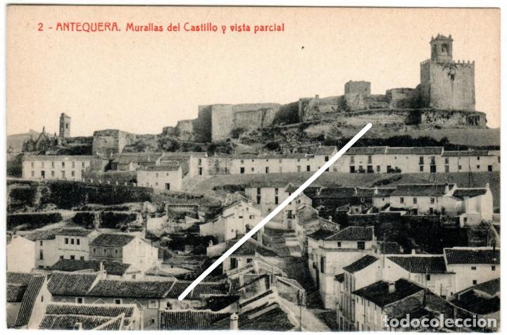 Cartoline: BONITA POSTAL - ANTEQUERA (MALAGA) - MURALLAS DEL CASTILLO Y VISTA PARCIAL - EDICION EL SIGLO XX