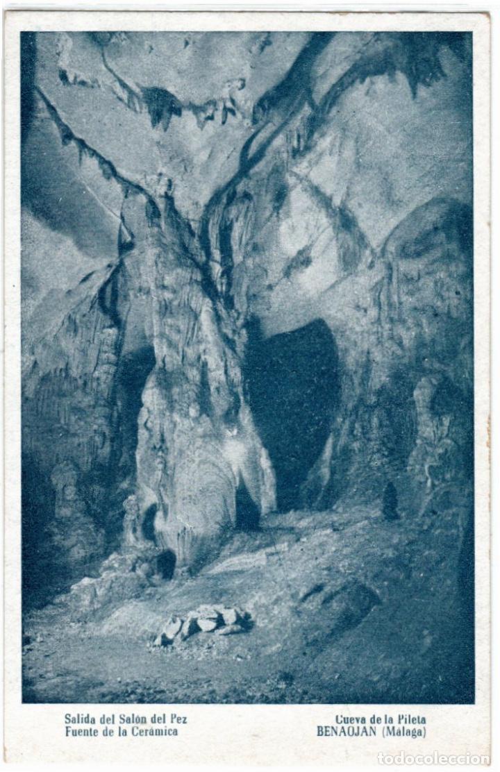 Postales: BONITA POSTAL - BENAOJ&Aacute;N (MALAGA) - CUEVA DE LA PILETA - SALIDA DEL SALON DEL PEZ - FUENTE
