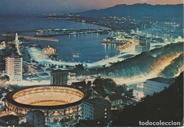 Postales: (1284) MALAGA. VISTA PARCIAL DE NOCHE . PLAZA DE TOROS