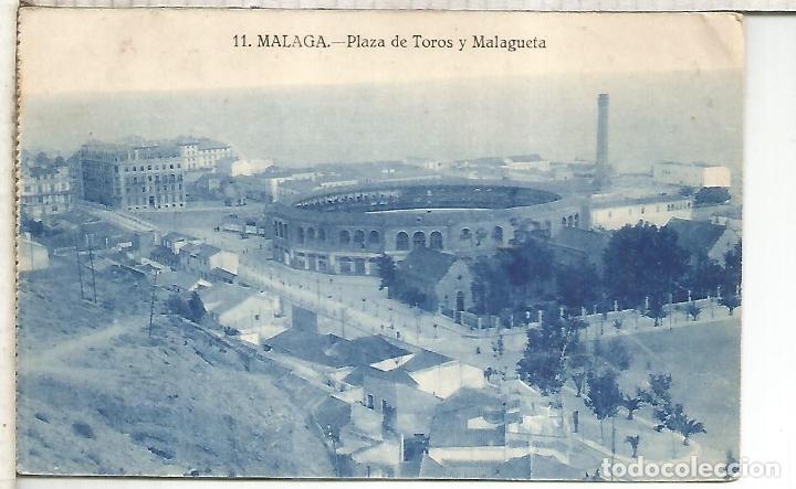 Postales: MALAGA PLAZA DE TOROS ESCRITA