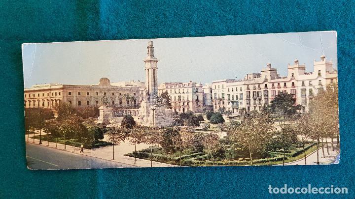 Postales: POSTAL DOBLE CADIZ - PLAZA DE ESPA&Ntilde;A MONUMENTO A LAS CORTES