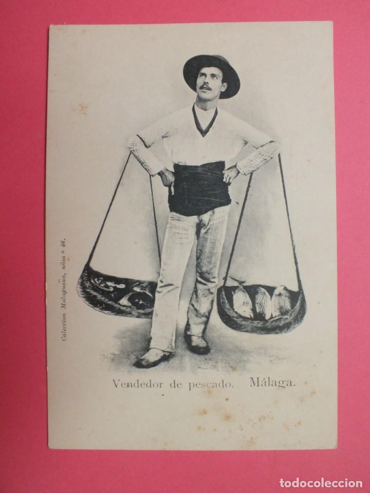 Postales: TARJETA POSTAL DE MALAGA VENDEDOR DE PESCADO COLECCION MALAGUE&Ntilde;A N&ordm; 46