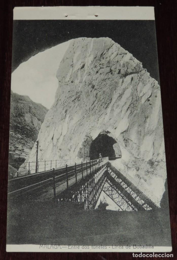 Postales: POATAL DE MALAGA, ENTRE DOS TUNELES, LINEA DE BOBADILLA, FERROCARRIL, ED.DOMINGO DEL RIO, NO CIRCULA