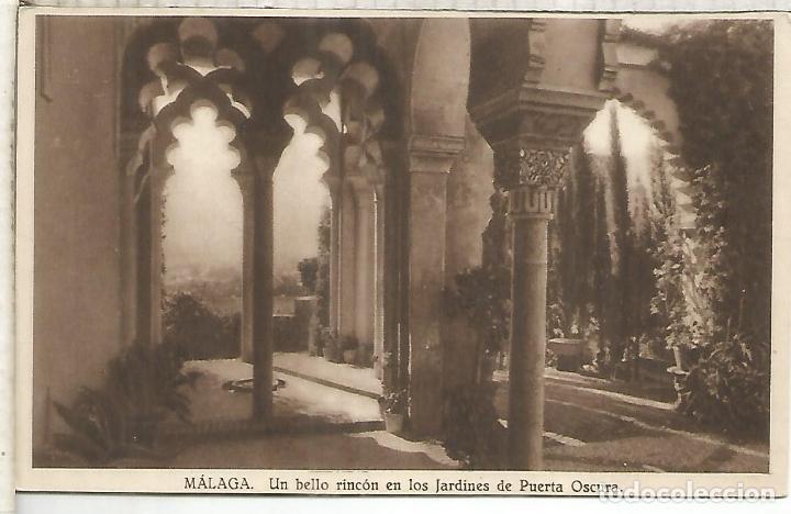 Postales: MALAGA JARDINES PUERTA OSCURA CON PUBLICIDAD LA CUSTODIA