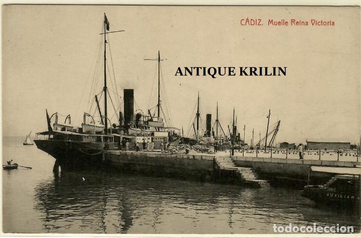 Postales: CADIZ / MUELLE REINA VICTORIA / FOTOTIPIA THOMAS