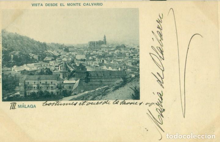 Postales: MALAGA. VISTA DESDE EL MONTE CALVARIO. CIRCULADA EN 1900 CON UN PELON.HAUSER Y MENET.