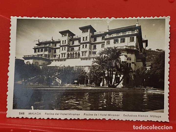Postales: MALAGA PISCINA HOTEL MIRAMAR ED ALONSO MALAGA # 548 CIRCULADA 1960