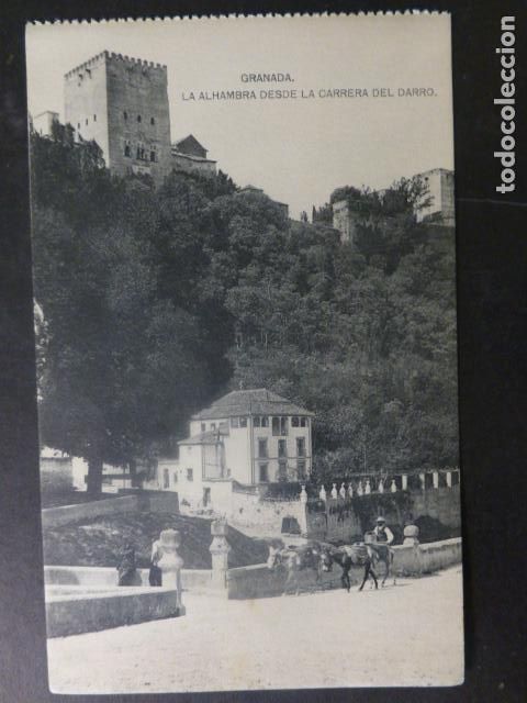 Postales: GRANADA LA ALHAMBRA DESDE LA CARRERA DEL DARRO - Foto 1