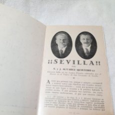 Postales: SEVILLA, POSTAL-LIBRITO CON EL DISCURSO DE S. Y J. ÁLVAREZ QUINTERO EN 1.932