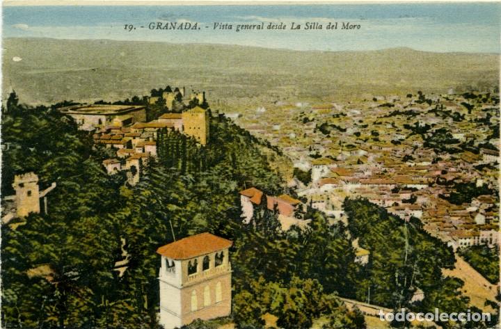 Postales: N&ordm; 19-GRANADA. Vista general desde La Silla del Moro. Sin circular. ED. ABELARDO LINARES