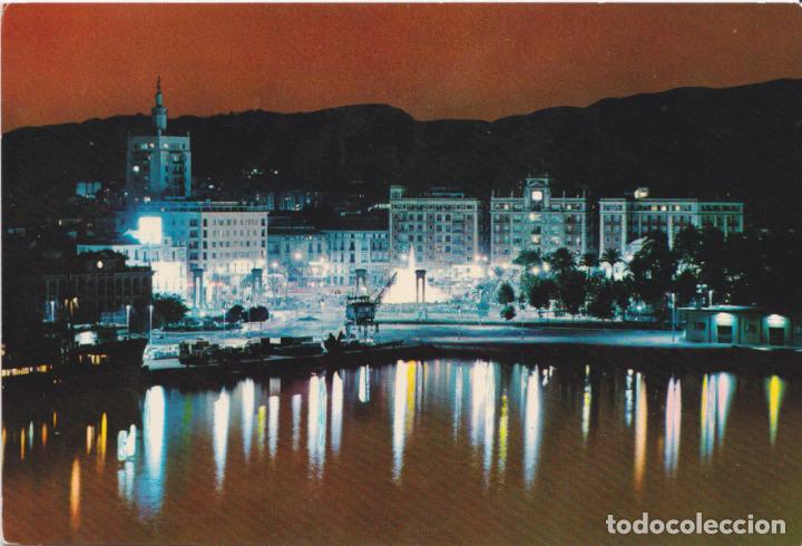 Postales: MALAGA, PUERTO Y VISTA PARCIAL, ATARDECER - EDITA BEASCOA 1038 - EDITADA EN 1964 - CIRCULADA