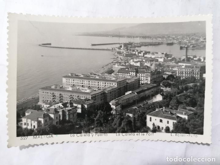 Postales: POSTAL MALAGA - LA CALETA Y PUERTO, EDITOR L. ROISIN, ESCRITA A&Ntilde;O 1954