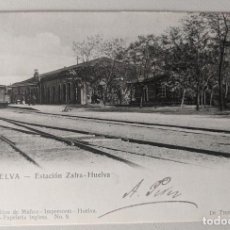 Postales: HUELVA ESTACION DE ZAFRA - FERROCARRILES - TREN - VIUDA DE HIJOS DE MUÑOZ - PAPELERIA INGLESA - RARA. Lote 275725813