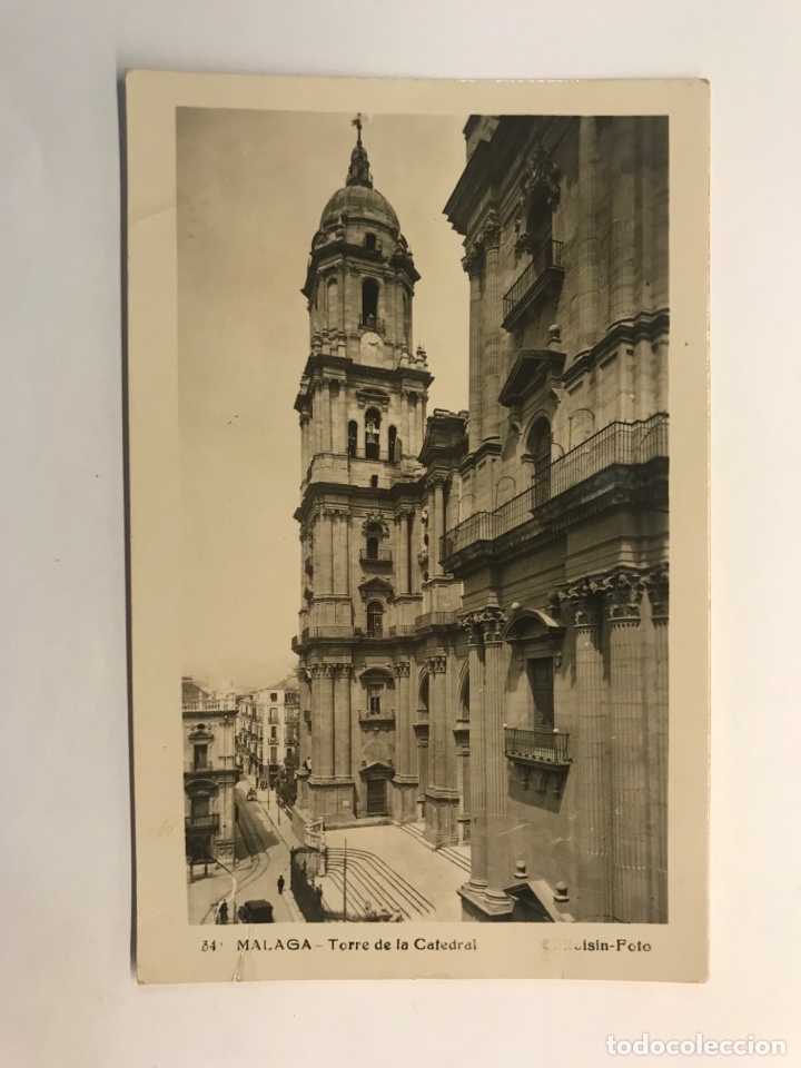 Postales: MALAGA, Postal No.4, Torre de la Catedral. Edic., foto L. Roisin (h.1940?) S/C